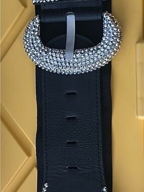 Women’s 3x Black Rhinestone Buckle Wide Belt